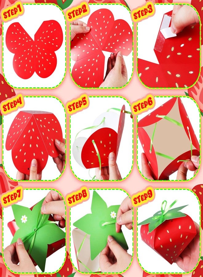 Fuyoooo 30 Pcs Strawberry Party Favor Treat Boxes Strawberry Birthday Party Gift Boxes for Girls Kids Sweet Fruit Candy Box with Ribbon for Birthday Decoration Baby Shower Supplies(Red) - Image 4